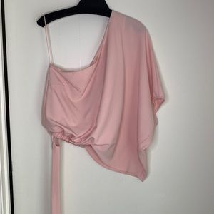 *Brand New One Shoulder Top with elastic stretch waist and tie belt Size L